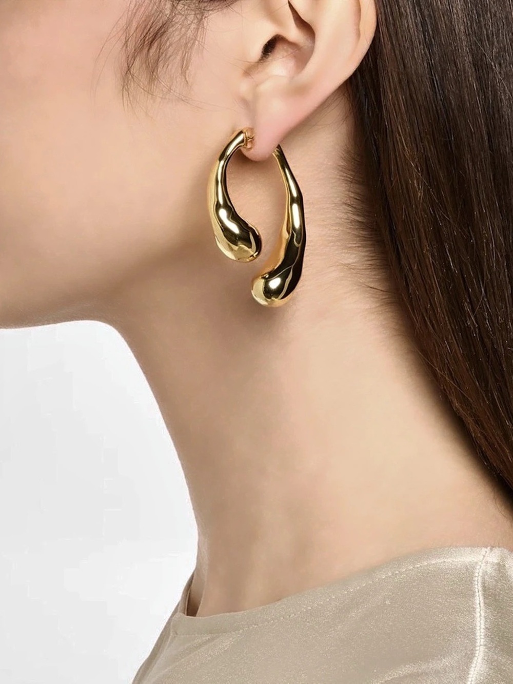 Alexis Bittar Molten Gold Scoop Front Back Earrings OC01